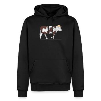 Animaux vache - Sweat à capuche Premium bio Homme - noir - Devant - Nico (187cm)