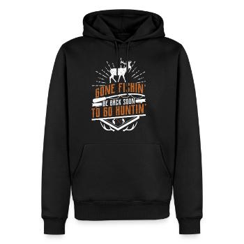 Gone fishin' be back soon to go huntin' - Sweat à capuche Premium bio Homme - noir - Devant - Nico (187cm)