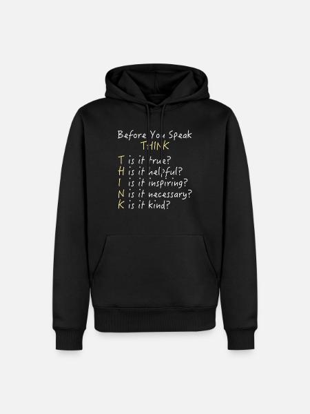 Before You Speak - Think! - Männer Premium Bio Hoodie - Schwarz