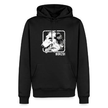 Hunde - Barsoi - Männer Premium Bio Hoodie - Schwarz - Vorne - Nico (187cm)