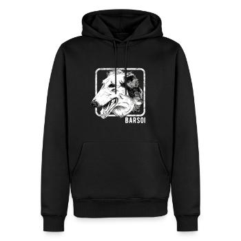 Hunde - Barsoi - Männer Premium Bio Hoodie - Schwarz - Vorne - Nico (187cm)
