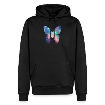 Motif cadeau univers papillon comme un univers - Sweat à capuche Premium bio Homme - noir - Devant - Nico (187cm)