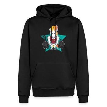 Unicorn Bodybuilding Weight Lifting Unicorn Gym - Men’s Premium Organic Hoodie - black - Front - Nico (187cm)