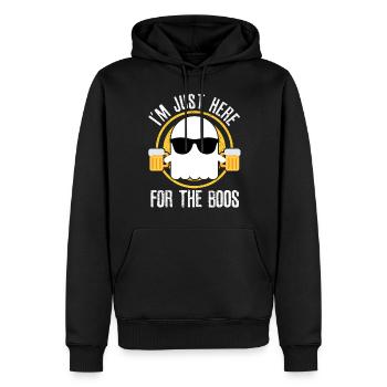 Halloween - Je suis juste pour boire ici - Sweat à capuche Premium bio Homme - noir - Devant - Nico (187cm)