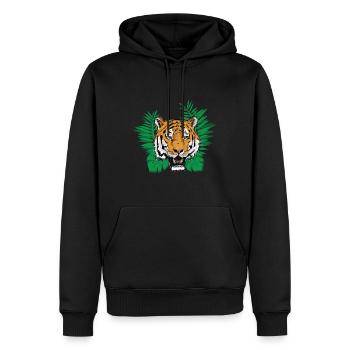 Jungle profonde - tigre - Sweat à capuche Premium bio Homme - noir - Devant - Nico (187cm)