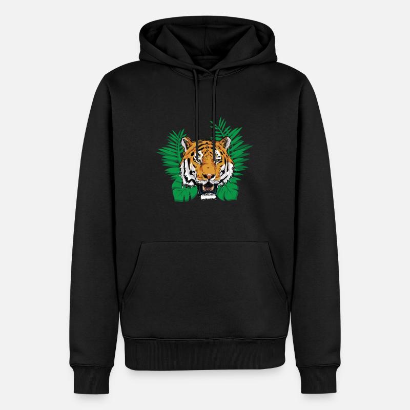 Jungle profonde - tigre - Sweat à capuche Premium bio Homme - noir
