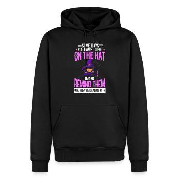 Chapeau de sorcellerie de sorcière halloween cadeau magique - Sweat à capuche Premium bio Homme - noir - Devant - Nico (187cm)