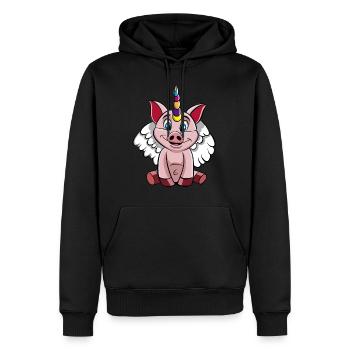 Schweinchen Einhorn Schweinhorn Engel Schwein süss - Männer Premium Bio Hoodie - Schwarz - Vorne - Nico (187cm)