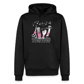 Barbier, harmonie, chant, idée cadeau - Sweat à capuche Premium bio Homme - noir - Devant - Nico (187cm)