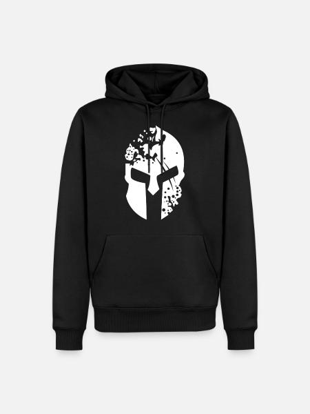 SpartanHelmet 4 White - Männer Premium Bio Hoodie - Schwarz