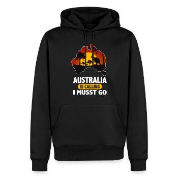 Australia Work and Travel Shirt - Männer Premium Bio Hoodie - Schwarz - Vorne - Nico (187cm)