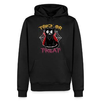 Katze Vampir Trick or Treat Kürbis Halloween Kind - Männer Premium Bio Hoodie - Schwarz - Vorne - Nico (187cm)