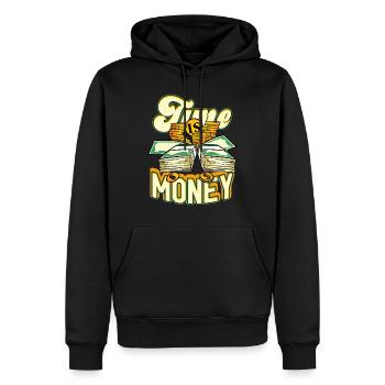 Zeit ist Geld T-Shirt Münzen Banknoten Graphic Novelty - Männer Premium Bio Hoodie - Schwarz - Vorne - Nico (187cm)
