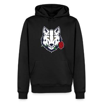 Cadeau de loup-garou blanc rose loup Casanova - Sweat à capuche Premium bio Homme - noir - Devant - Nico (187cm)