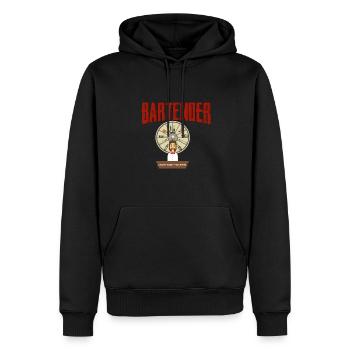 Barman - Barman - Bar - Sweat à capuche Premium bio Homme - noir - Devant - Nico (187cm)