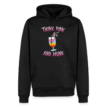 Think Pink & Drink Flamingo Cocktail Party alcool - Sweat à capuche Premium bio Homme - noir - Devant - Nico (187cm)