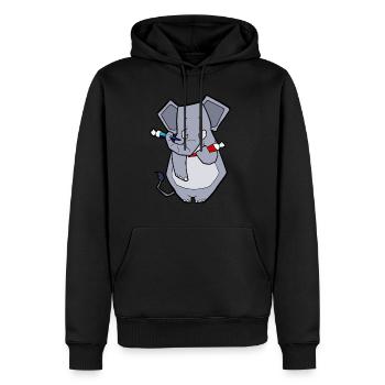 Eléphant avec un sac de sucre Début des études Retour à l'école - Sweat à capuche Premium bio Homme - noir - Devant - Nico (187cm)