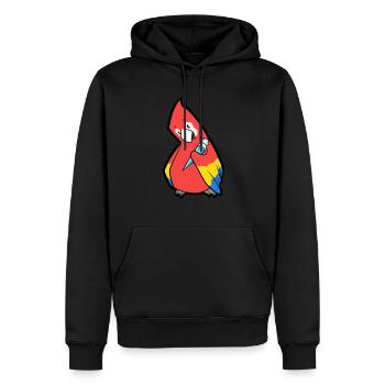 Parrot with sugar bag school starting school day - Men’s Premium Organic Hoodie - black - Front - Nico (187cm)