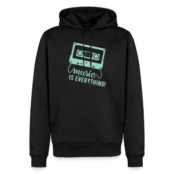 Cassette Music Is Everything - Men’s Premium Organic Hoodie - black - Front - Nico (187cm)