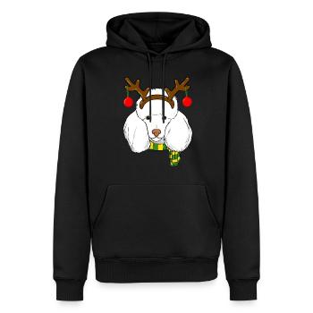 Caniche Noël Renne Cornes Chien Amant Noël - Sweat à capuche Premium bio Homme - noir - Devant - Nico (187cm)