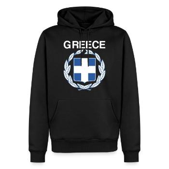 Armoiries de la grèce - Sweat à capuche Premium bio Homme - noir - Devant - Nico (187cm)