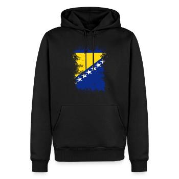 Drapeau de la Bosnie couleur art éclabousse - Sweat à capuche Premium bio Homme - noir - Devant - Nico (187cm)