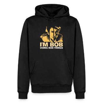 Funny 'I'm Bob - Faites le cadeau de Bob - Sweat à capuche Premium bio Homme - noir - Devant - Nico (187cm)