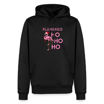 Flamingo Hohoho - Männer Premium Bio Hoodie - Schwarz - Vorne - Nico (187cm)