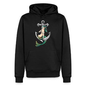 Sirem école ancre marin fille pirate t shirt - Sweat à capuche Premium bio Homme - noir - Devant - Nico (187cm)