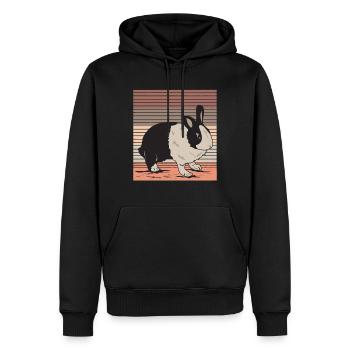 Holländer Kaninchen Schwarz Weiß Retro Vintage - Männer Premium Bio Hoodie - Schwarz - Vorne - Nico (187cm)