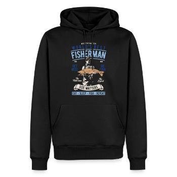 Cadeau de pêcheur à la ligne pour les hommes pêchant des dictons drôles - Sweat à capuche Premium bio Homme - noir - Devant - Nico (187cm)