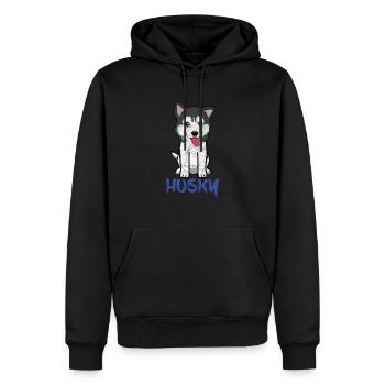 Niedliche Cartoon Tiere - Husky - Männer Premium Bio Hoodie - Schwarz - Vorne - Nico (187cm)