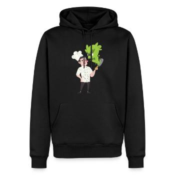 Chef Chef Pan Cadeau Cadeau Comique Chef Chapeau Monstre - Sweat à capuche Premium bio Homme - noir - Devant - Nico (187cm)