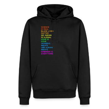 LA SCIENCE EST REELLE BLACK LIVES MATTER LGBT LOVE LEFT - Sweat à capuche Premium bio Homme - noir - Devant - Nico (187cm)