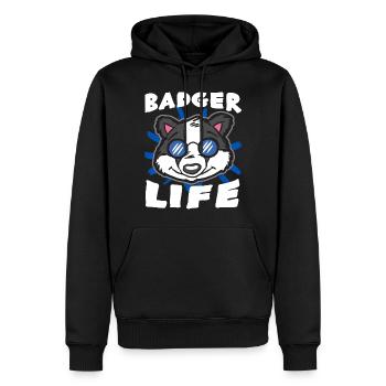 Dachs - Männer Premium Bio Hoodie - Schwarz - Vorne - Nico (187cm)