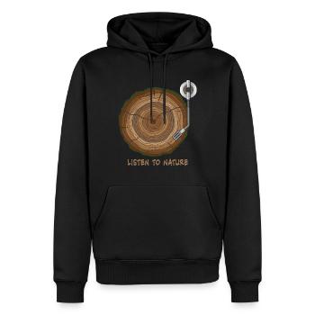 Musique Vinyle Nature Arbre Platine Cadeau - Sweat à capuche Premium bio Homme - noir - Devant - Nico (187cm)