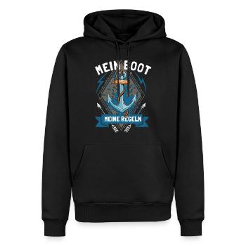 Mon bateau Mes règles Capitaine de navire - Sweat à capuche Premium bio Homme - noir - Devant - Nico (187cm)