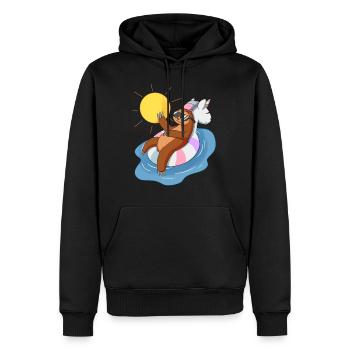 T-shirt de licorne paresseux - Sweat à capuche Premium bio Homme - noir - Devant - Nico (187cm)