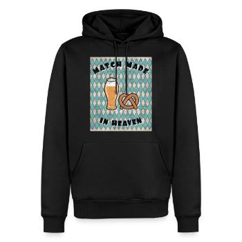 Bretzel cadeau boulangerie cadeau bretzel boulanger - Sweat à capuche Premium bio Homme - noir - Devant - Nico (187cm)