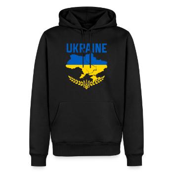 Ukraine | Drapeau | pays - Sweat à capuche Premium bio Homme - noir - Devant - Nico (187cm)