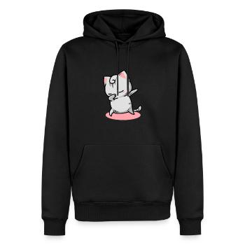 Chat Kawaii Dab - Sweat à capuche Premium bio Homme - noir - Devant - Nico (187cm)