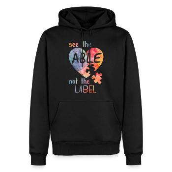 See the able not the label - Men’s Premium Organic Hoodie - black - Front - Nico (187cm)