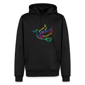 Friedenstaube - Männer Premium Bio Hoodie - Schwarz - Vorne - Nico (187cm)