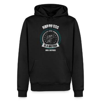 Glück ist ein großes Fisch-und Zeuge-Fischer-T-Stück - Männer Premium Bio Hoodie - Schwarz - Vorne - Nico (187cm)