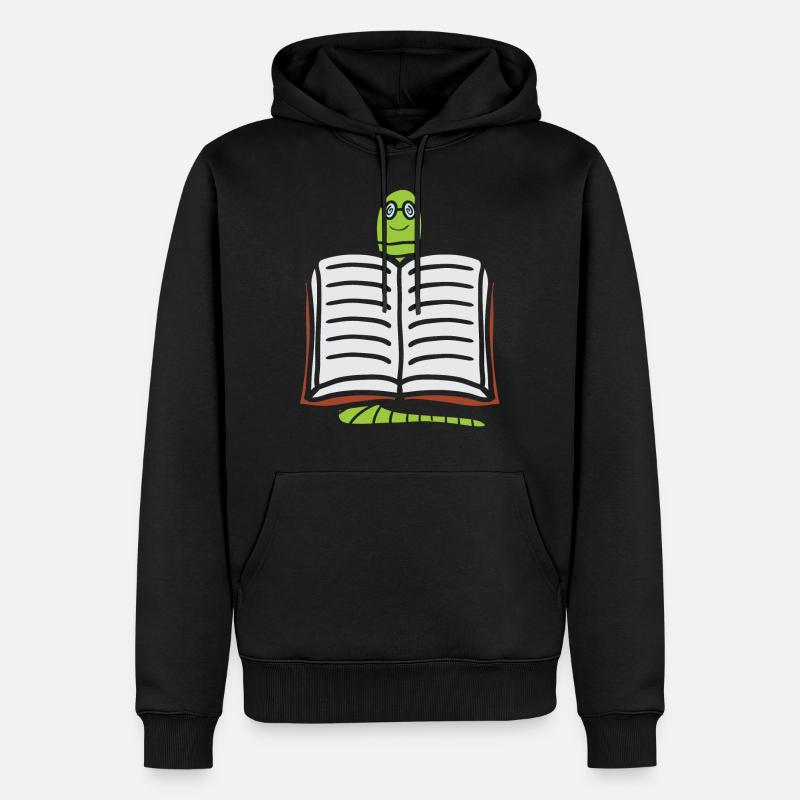Bücherwurm Leseratte Nerd Nerdy Geschenkidee - Männer Premium Bio Hoodie - Schwarz