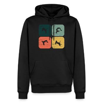 BackFlip, Salto, Turnen, Parkour, Geschenk, Fun - Männer Premium Bio Hoodie - Schwarz - Vorne - Nico (187cm)