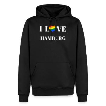 Hamburg - Gift idea - Men’s Premium Organic Hoodie - black - Front - Nico (187cm)