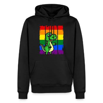 LGBT Dino Dinosaurier Regenbogen Fahne - Männer Premium Bio Hoodie - Schwarz - Vorne - Nico (187cm)