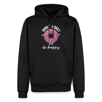 Donut Worry Be Happy Cute Baking Donut Lover - Men’s Premium Organic Hoodie - black - Front - Nico (187cm)