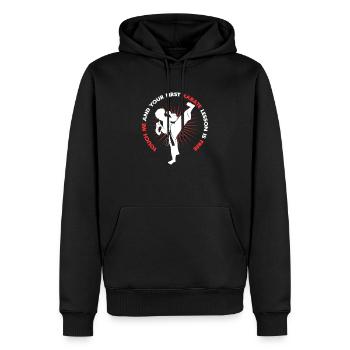 Karaté Combat de Karaté MMA Arts martiaux japonais - Sweat à capuche Premium bio Homme - noir - Devant - Nico (187cm)